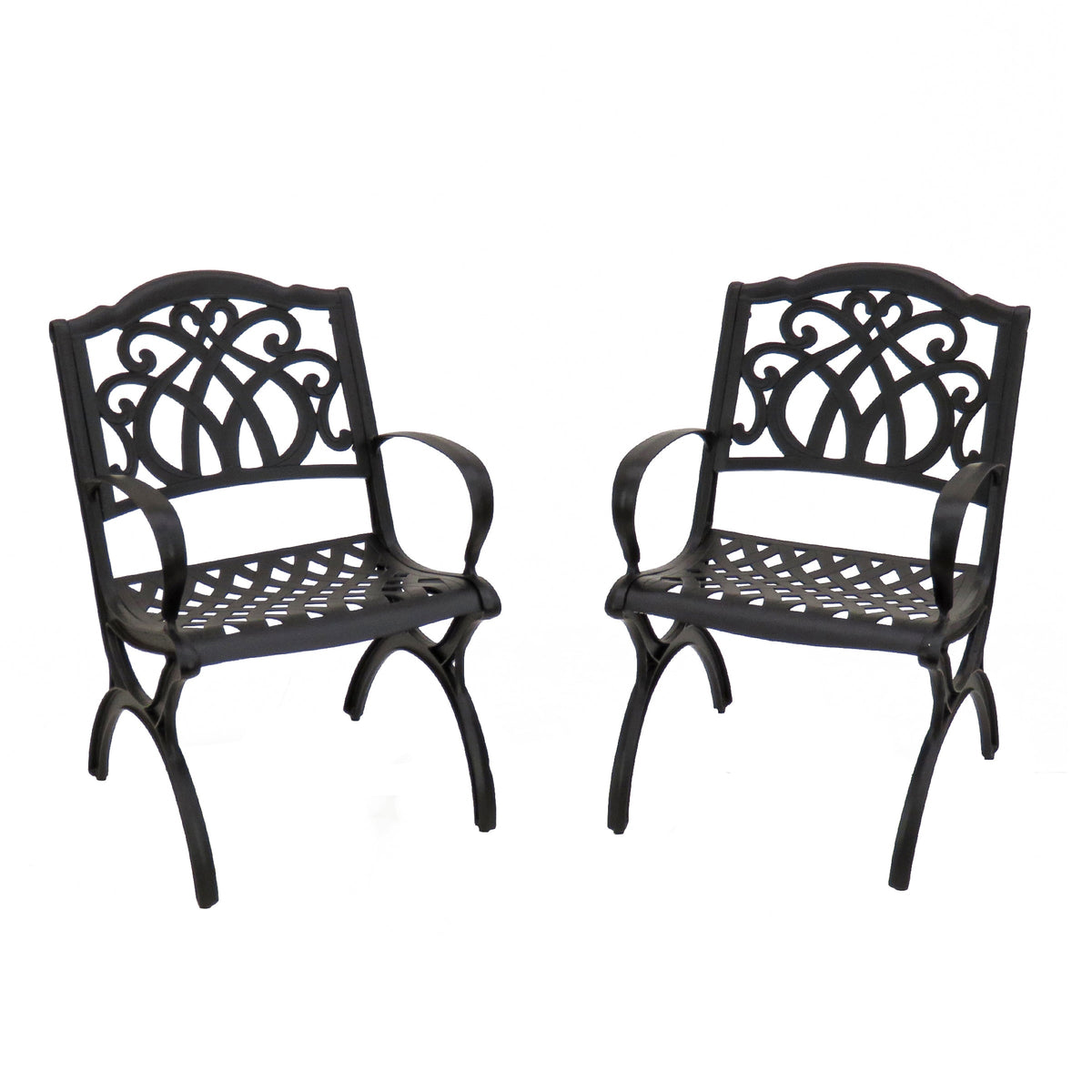 Cast Aluminium Garden Chairs, Set of 2