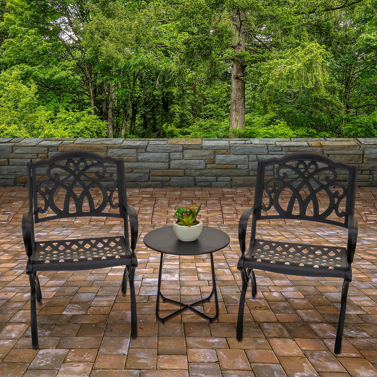 Cast Aluminium Garden Chairs, Set of 2