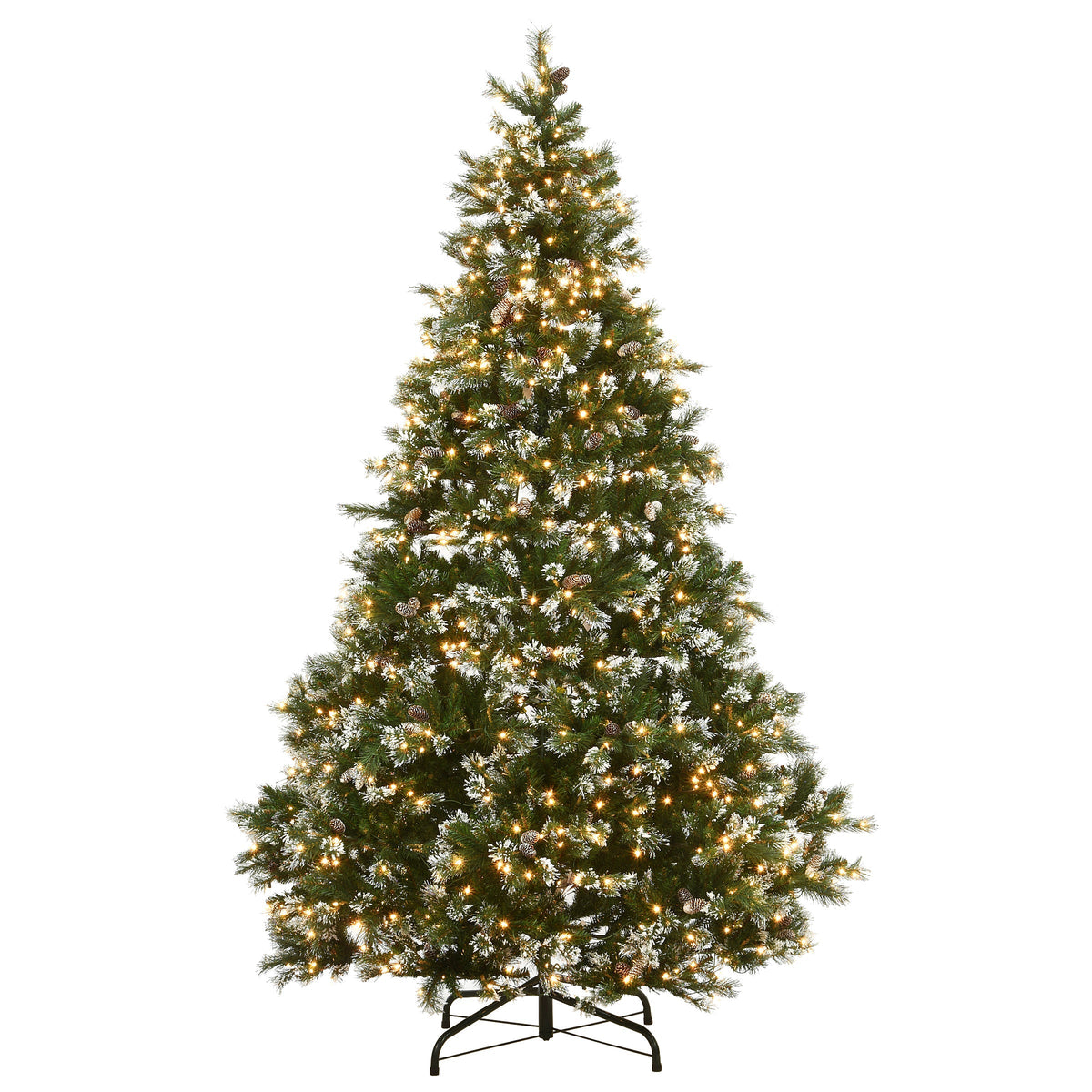 9ft Pre Lit Glitter Pine Christmas Tree, Clear Lights