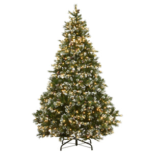 9ft Pre Lit Glitter Pine Christmas Tree, Clear Lights