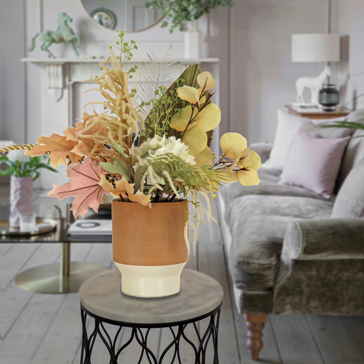 Artificial Potted Palms, Leaves and Hydrangea, 81 cm