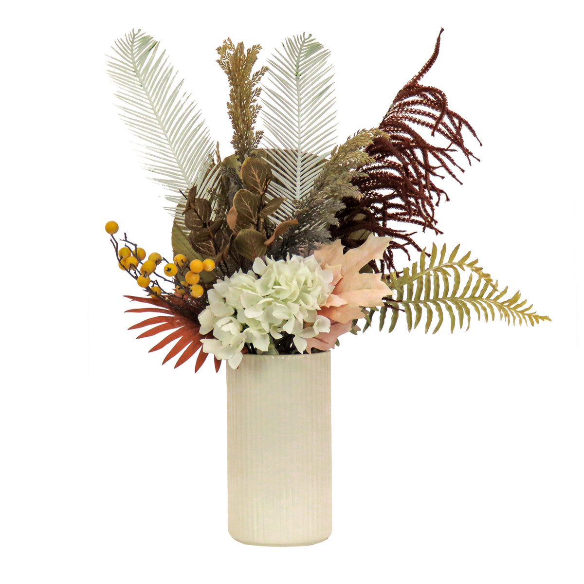 Artificial Potted Fern and Hydrangea, 81 cm