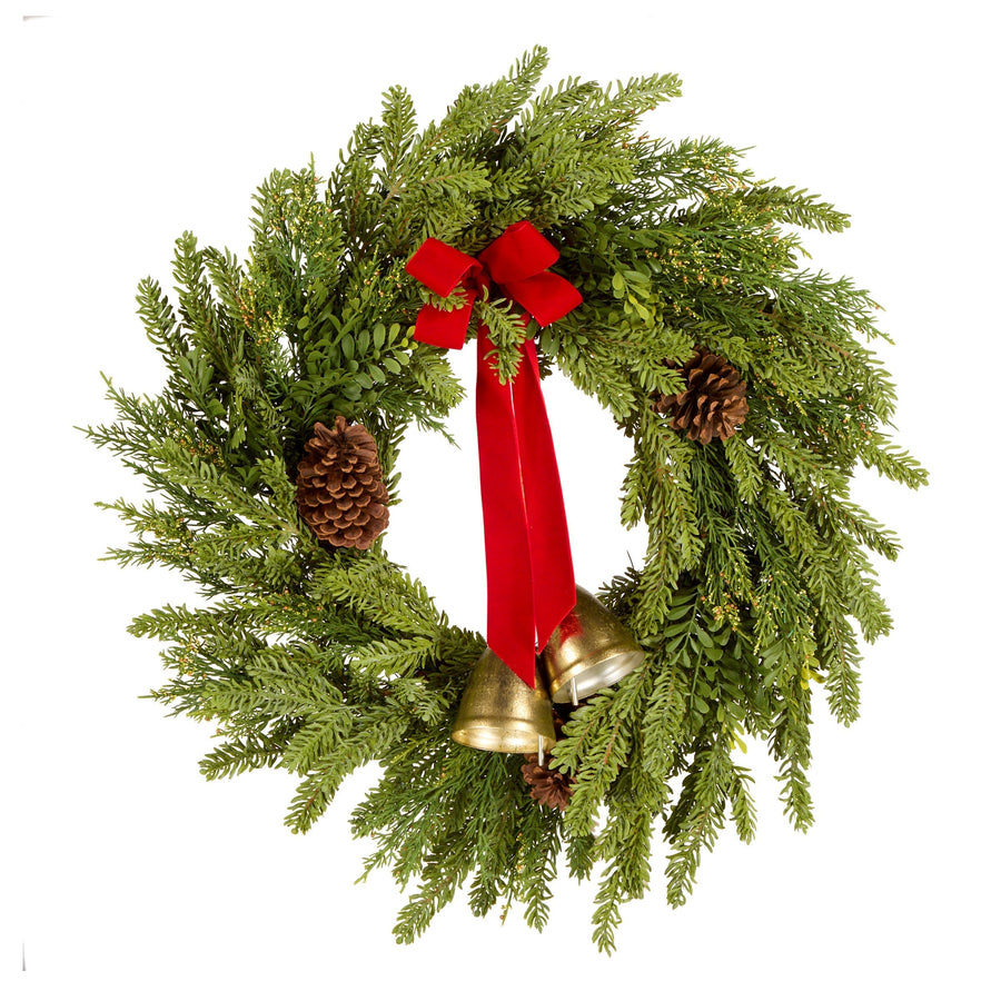 Christmas Bells Pine Wreath, 71 cm
