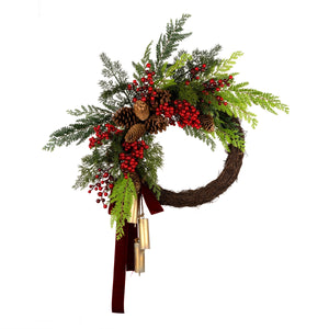 Christmas Joy Half Wreath with Chimes, 61 cm