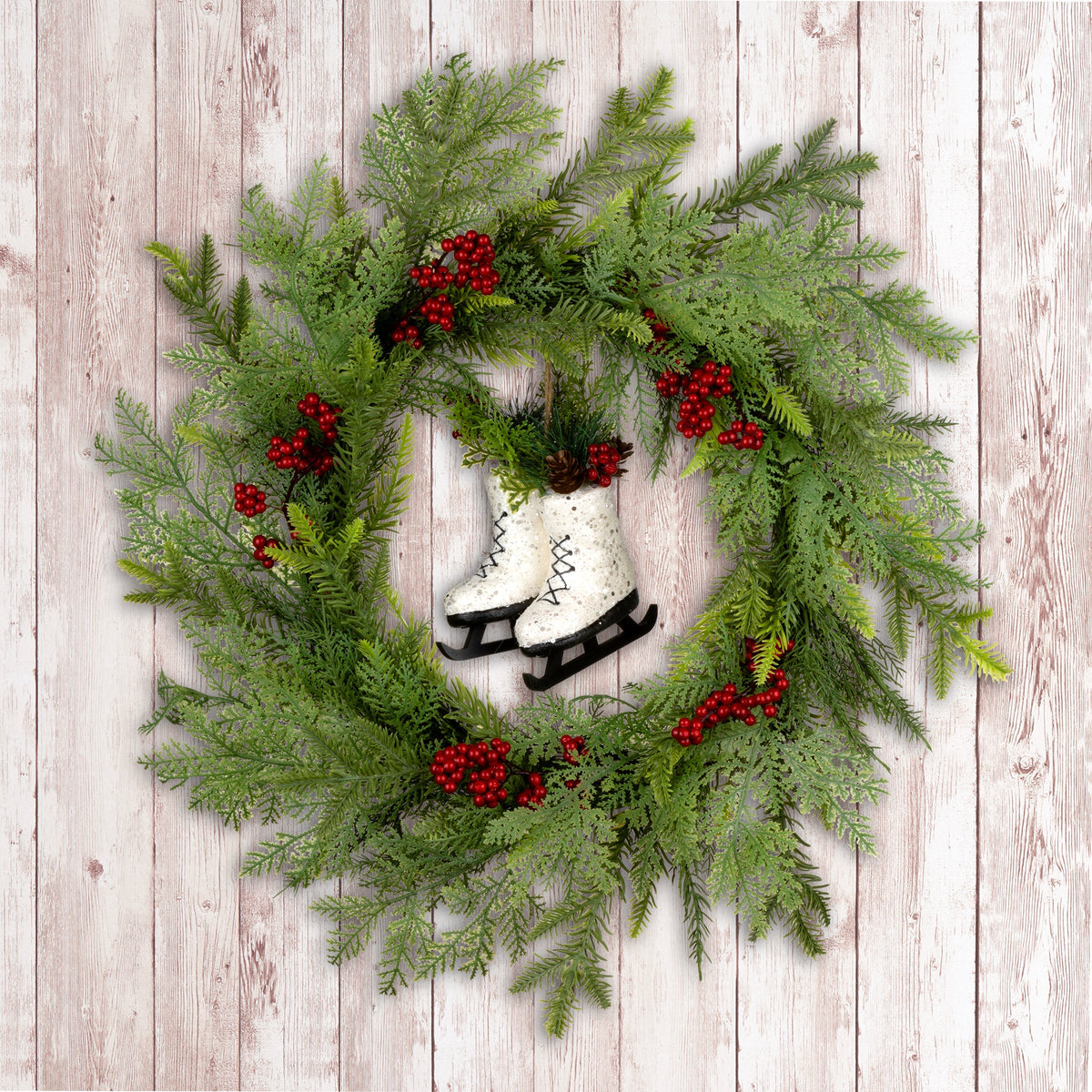 Winter Skates Christmas Wreath, 56 cm