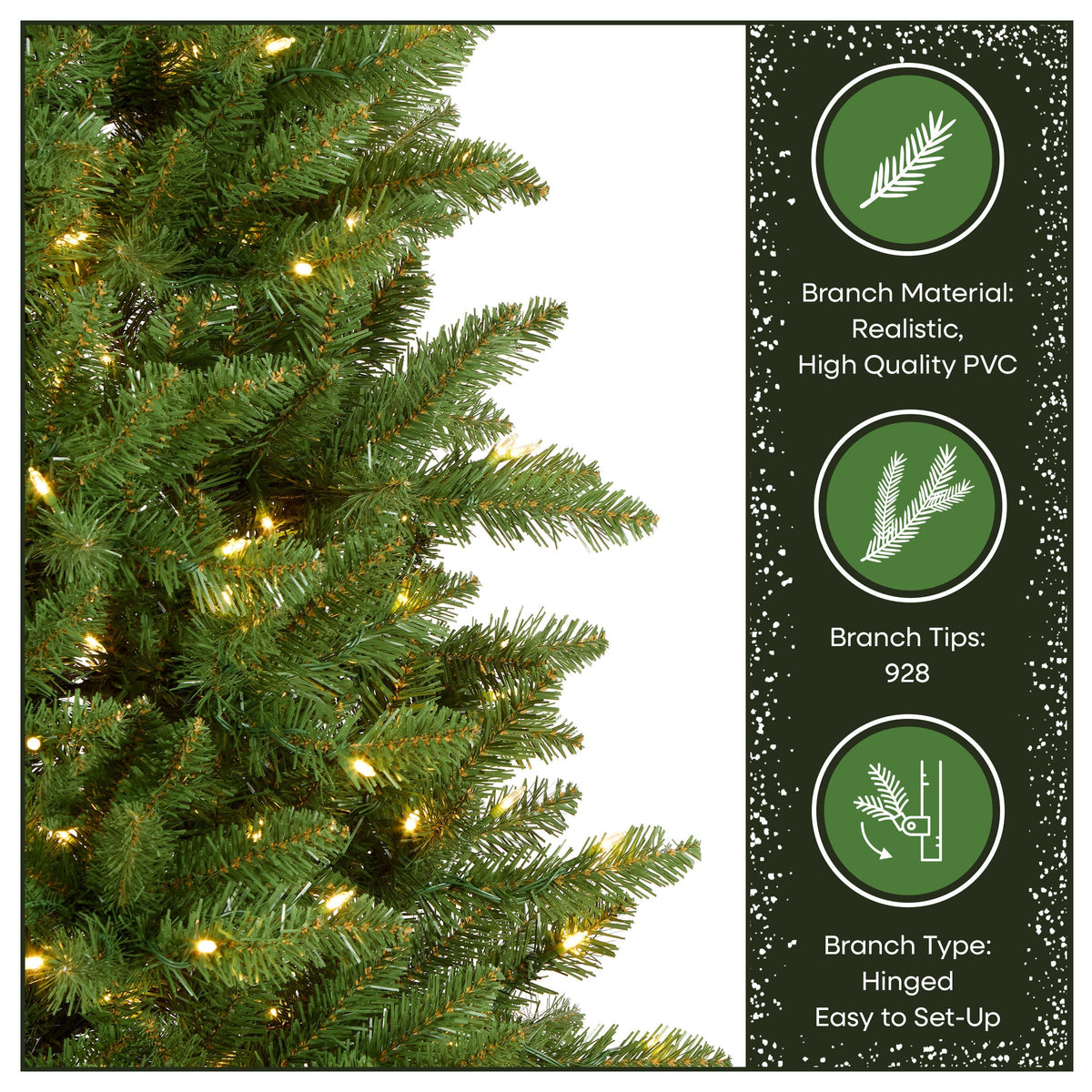 6.5ft Pre Lit Slim Fir Christmas Tree, Warm White LED