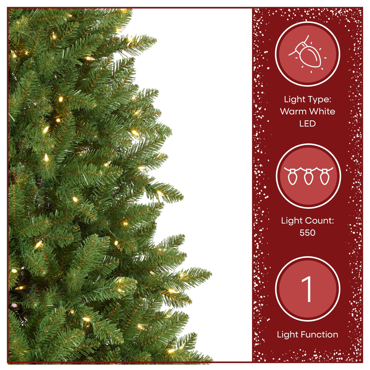 7.5ft Pre Lit Slim Fir Christmas Tree, Warm White LED