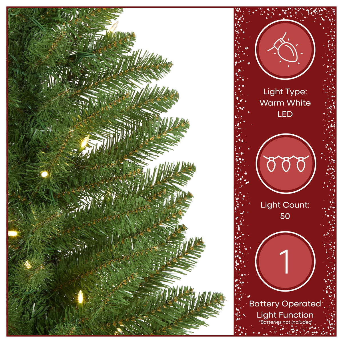 3ft Pre Lit Slim Potted Fir Christmas Tree, Warm White LED