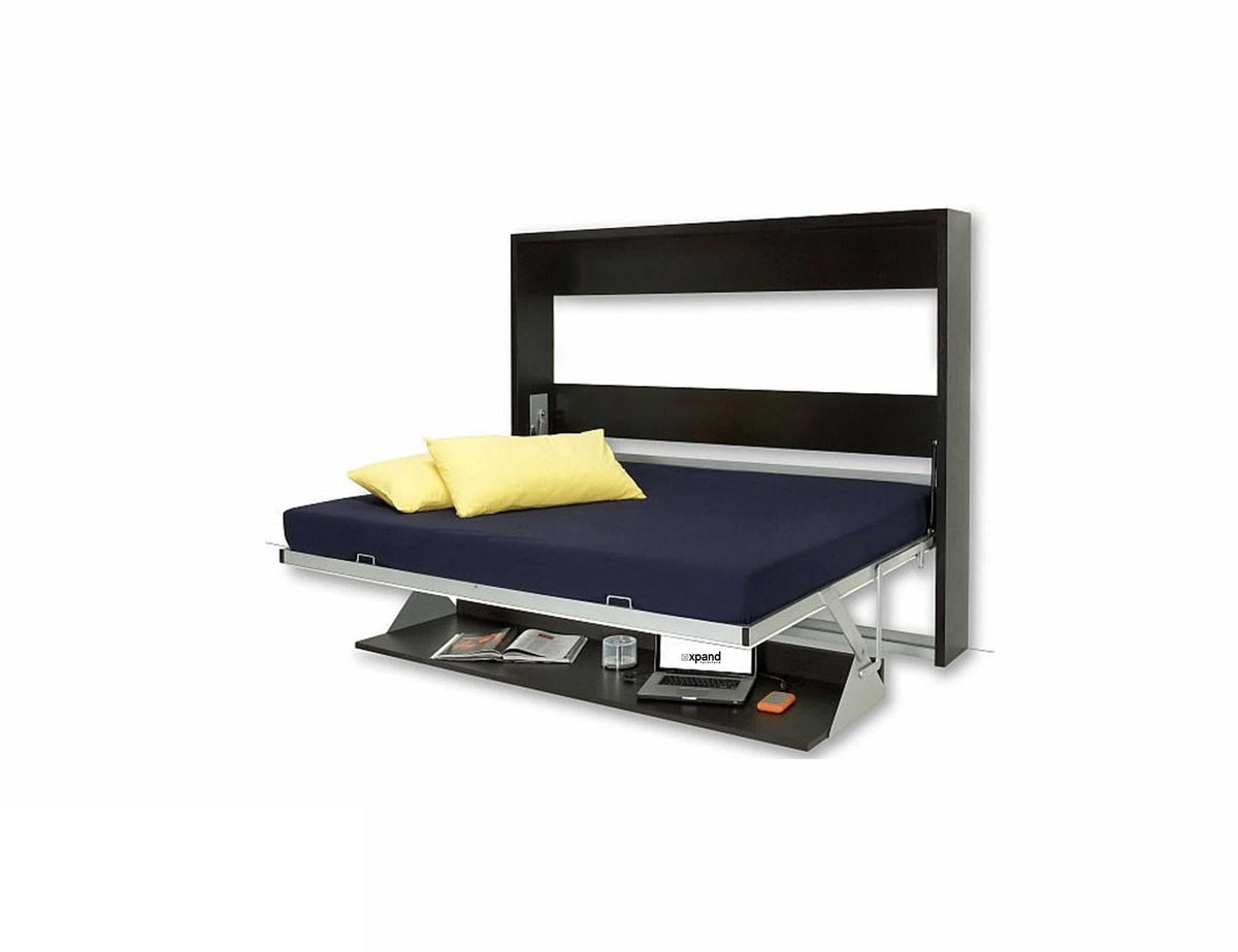 Italian Horizontal Wall Bed with Desk and Upper Storage