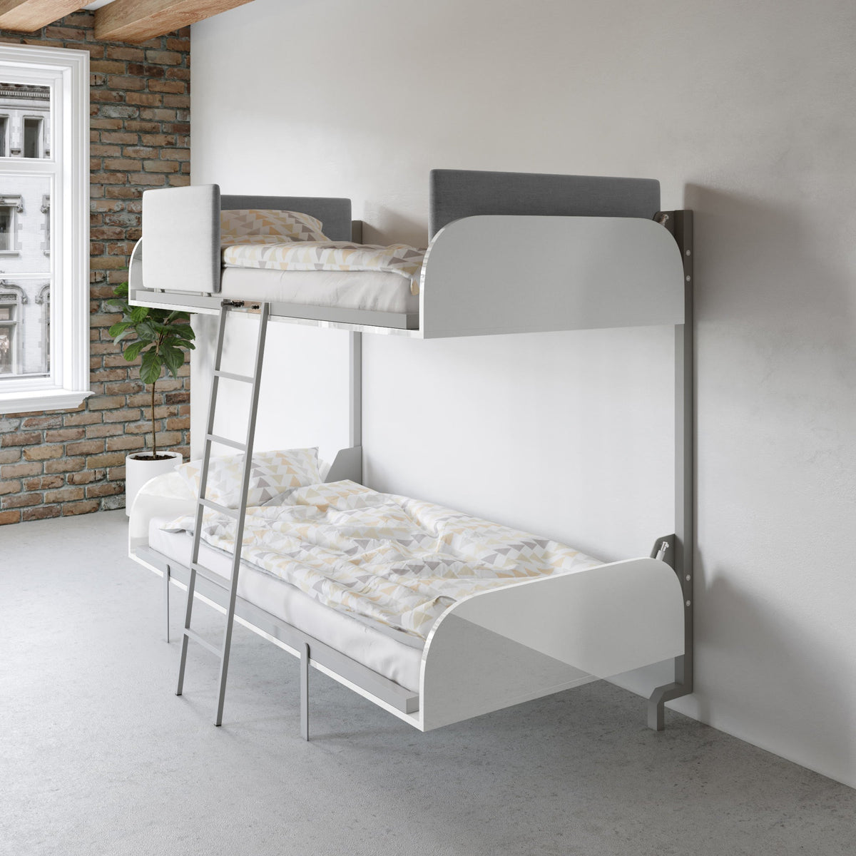 Fold Away Wall Bunk Beds, 2 Singles