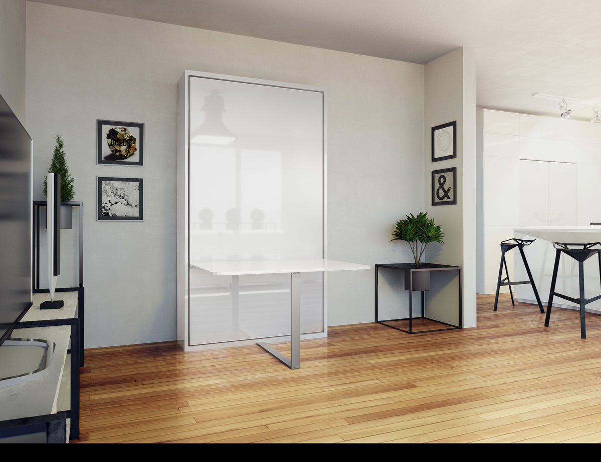 Vertical Single Wall Bed with Table Desk
