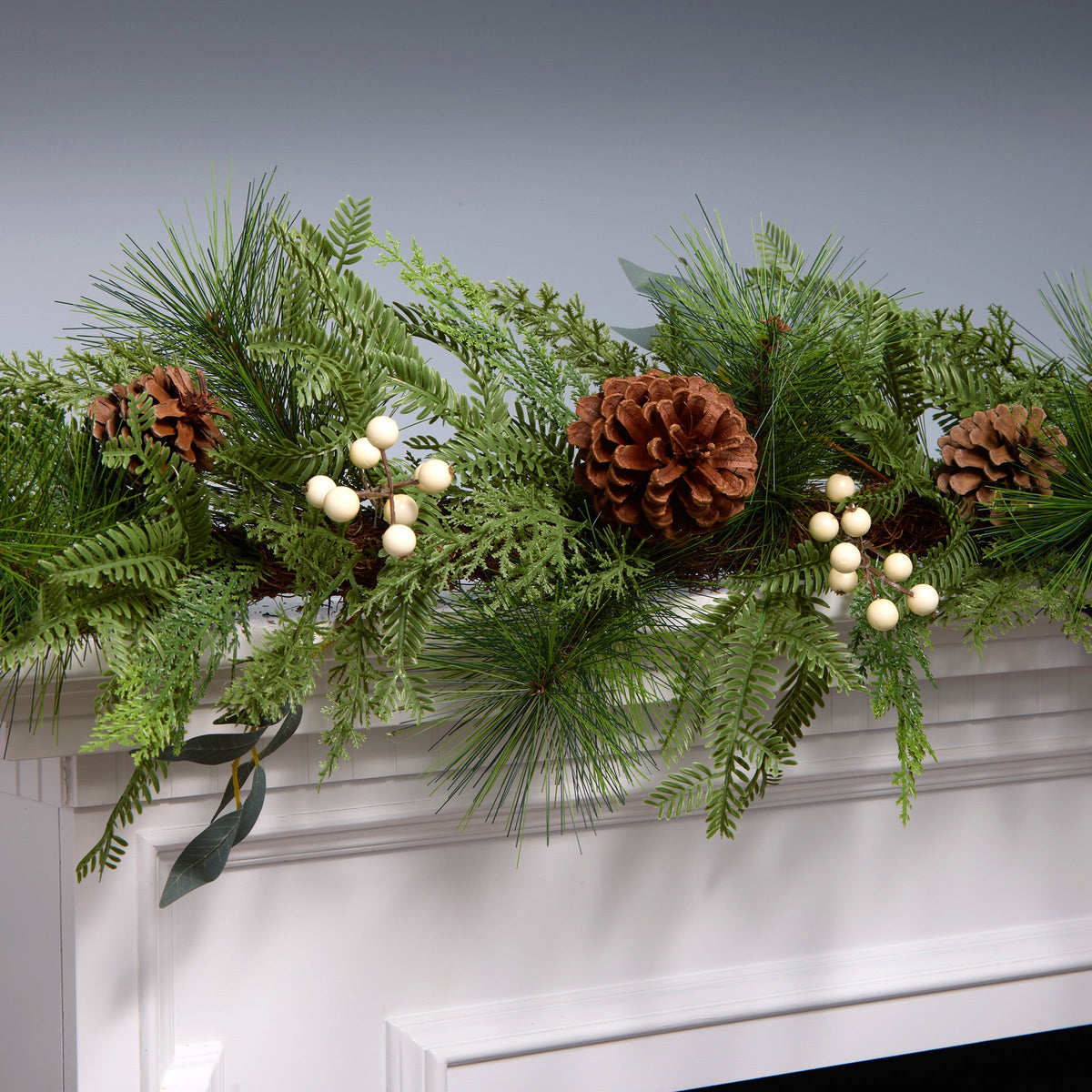 Natural Berry, Pine Cone and Cypress Christmas Garland, 1.8 m