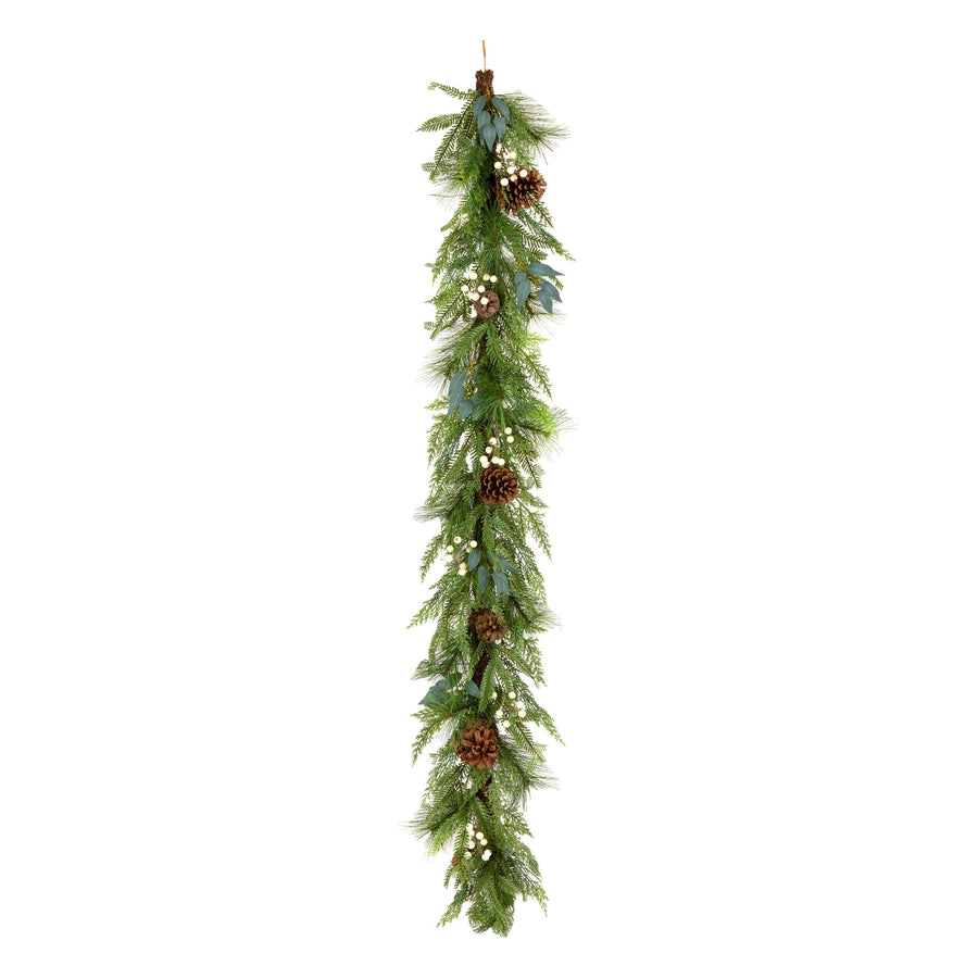 Natural Berry, Pine Cone and Cypress Christmas Garland, 1.8 m