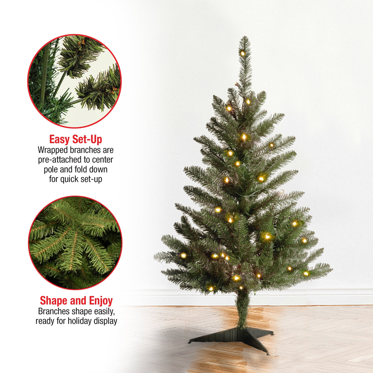 3ft Fir Christmas Tree with Clear Lights