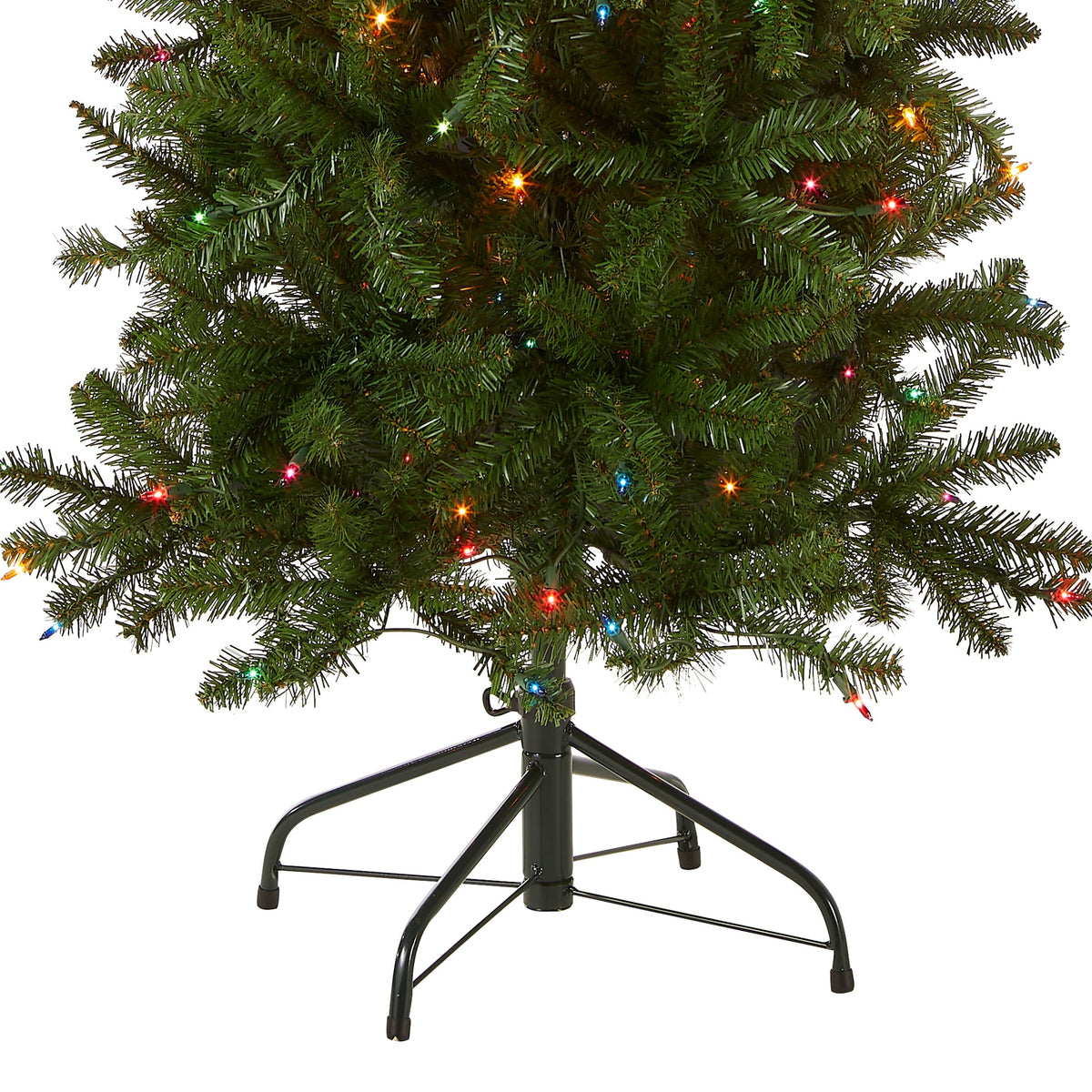 6.5ft Pre Lit Pencil Fir Christmas Tree, 250 Multicoloured Lights