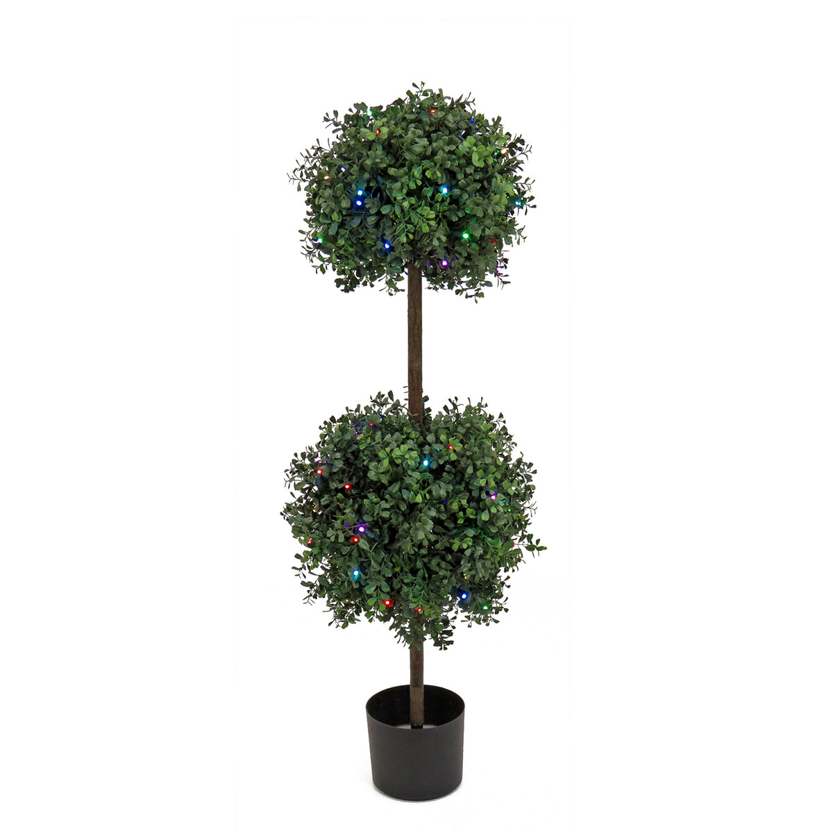 Pre Lit Boxwood Double Ball Topiary, Multifunction LED, 117 cm
