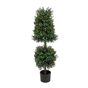 Pre Lit Boxwood Cone and Ball Topiary, Multifunction LED, 122 cm