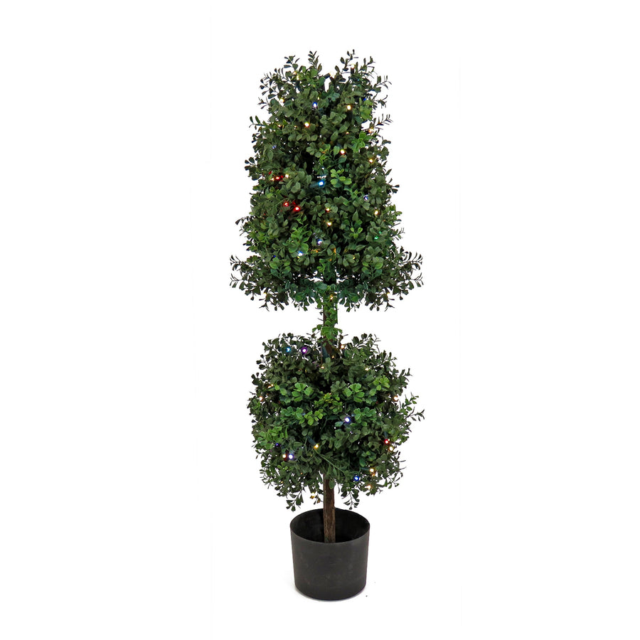Pre Lit Boxwood Cone and Ball Topiary, Multifunction LED, 122 cm