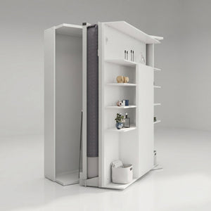 Rotating Bookcase Wall Bed with Fold Out Table, UK King Size