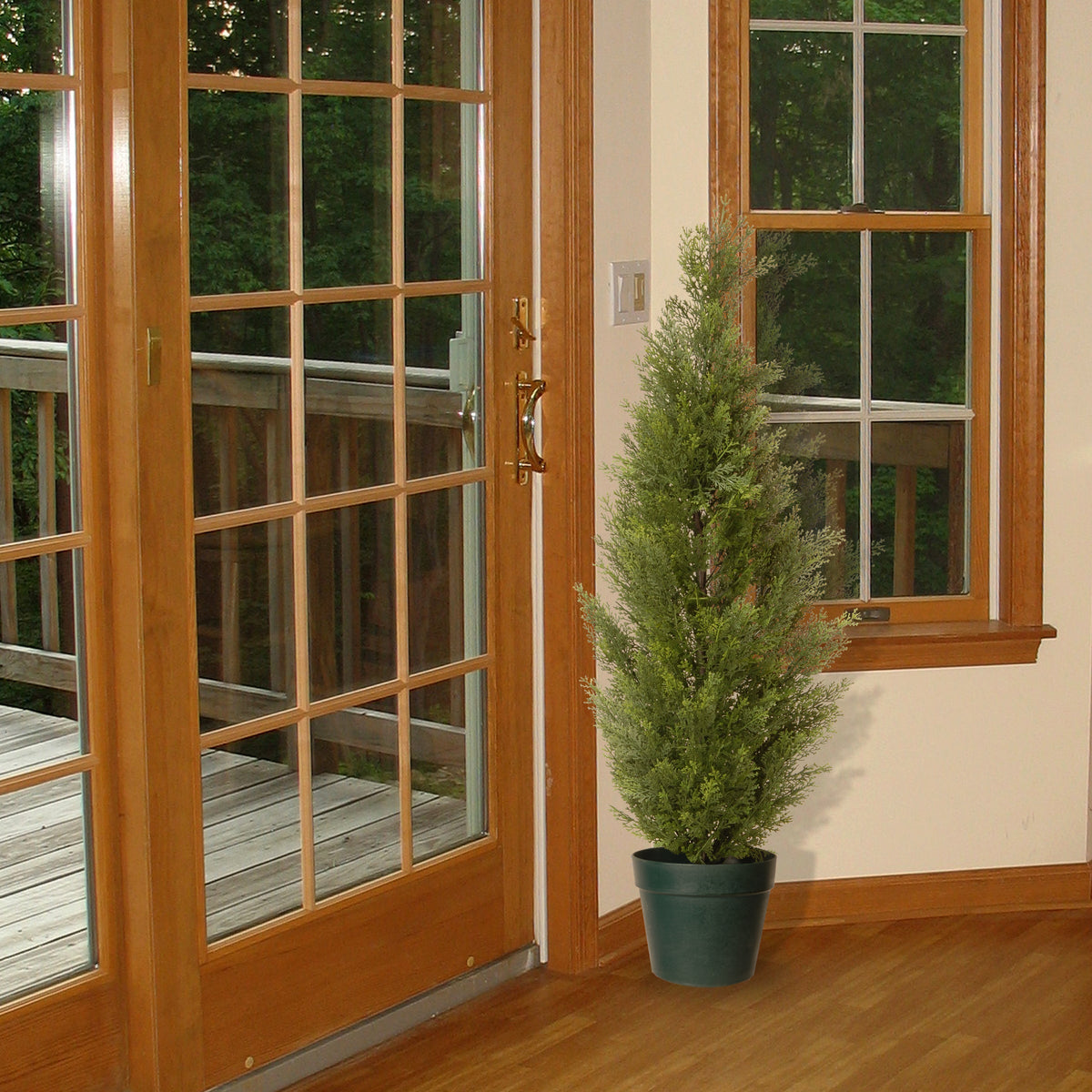 Artificial Arborvitae Topiary in Pot, 91 cm