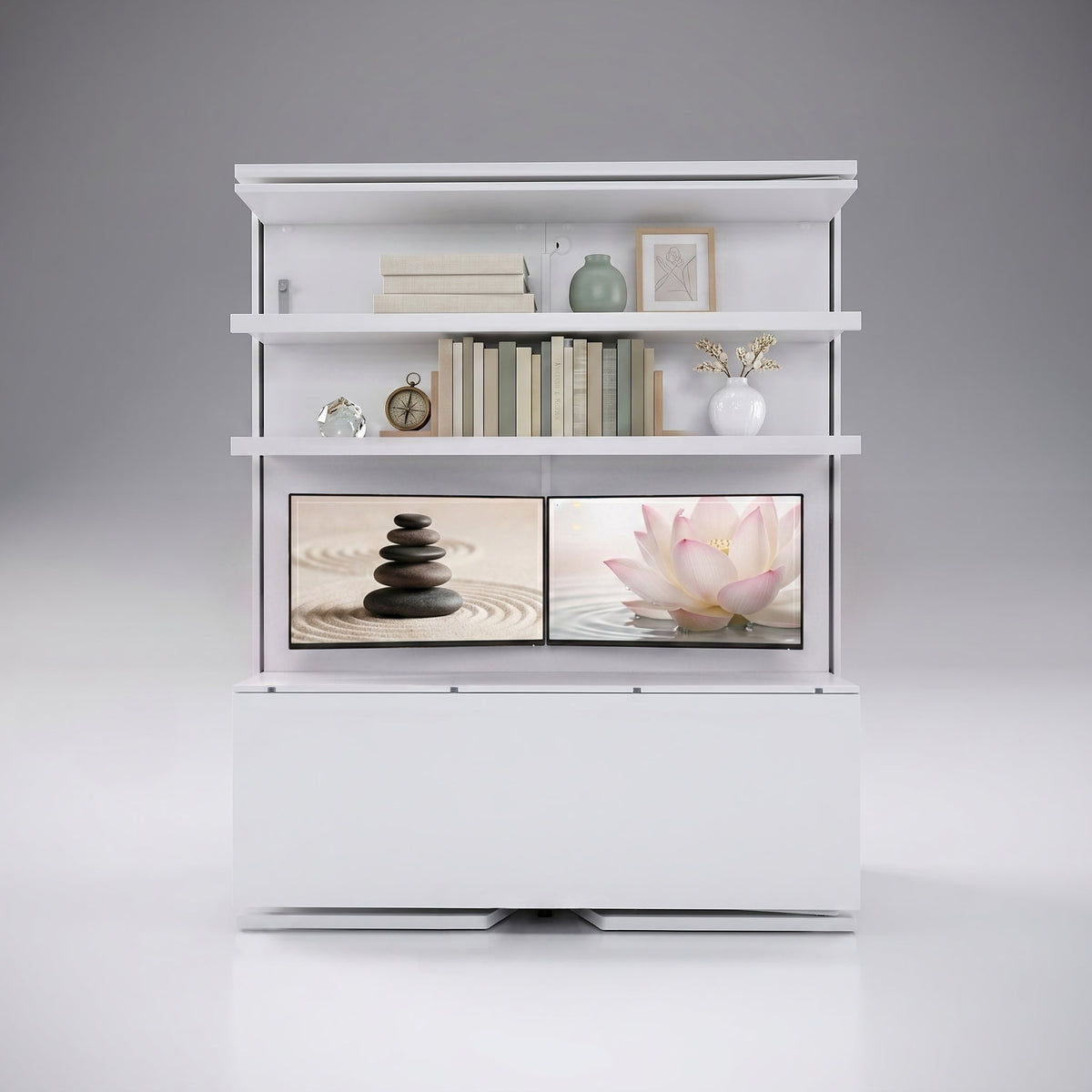 Rotating Wall Bed with Office Desk and Shelving, UK King Size