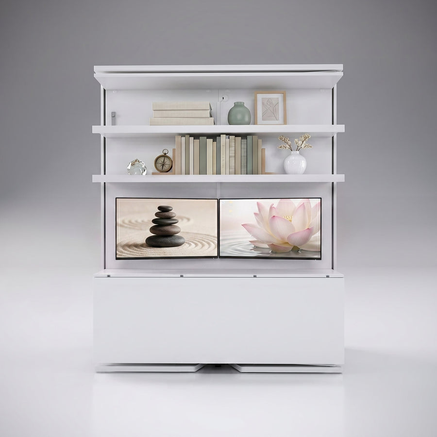 Rotating Wall Bed with Office Desk and Shelving, UK King Size