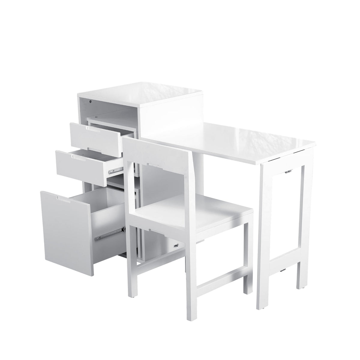 Fold Away Home Office Cabinet with Hidden Chair