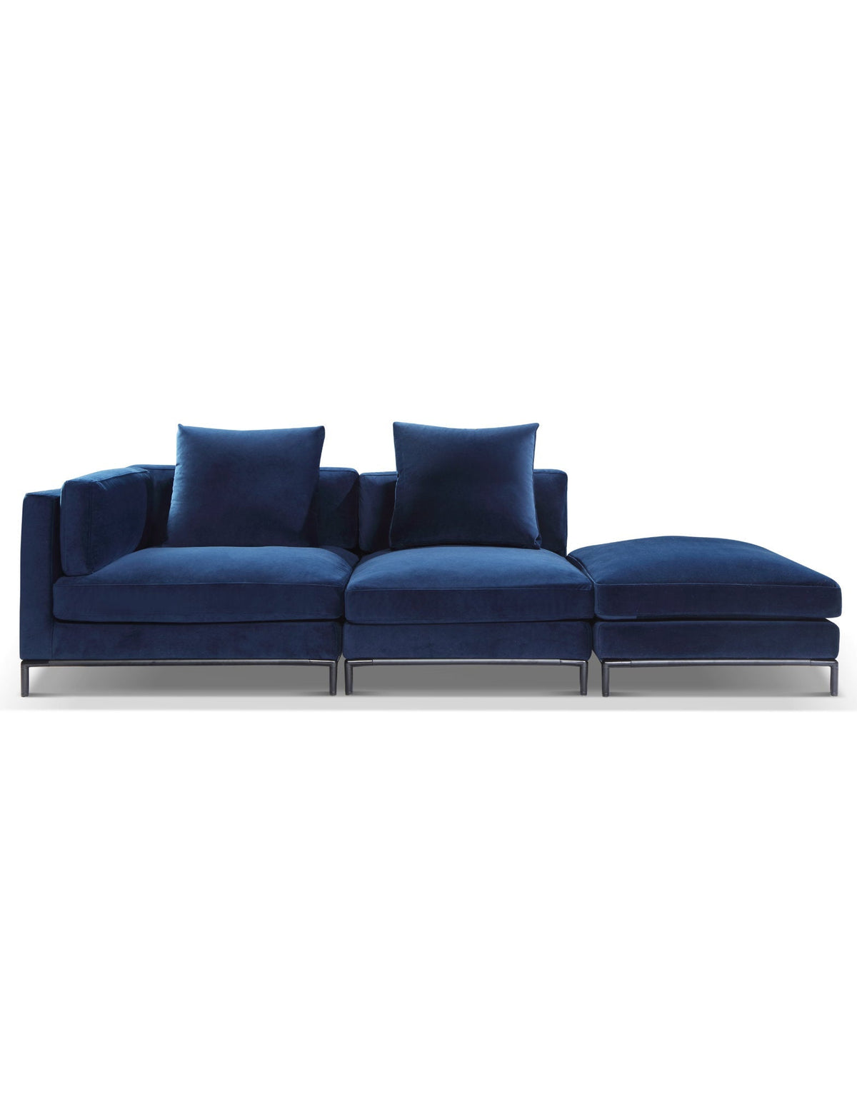 Modular 3 Seat Sofa with Ottoman, Fabric