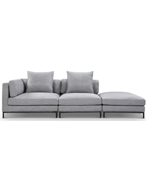Modular 3 Seat Sofa with Ottoman, Fabric