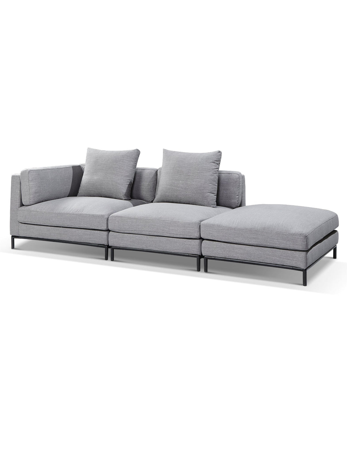 Modular 3 Seat Sofa with Ottoman, Fabric