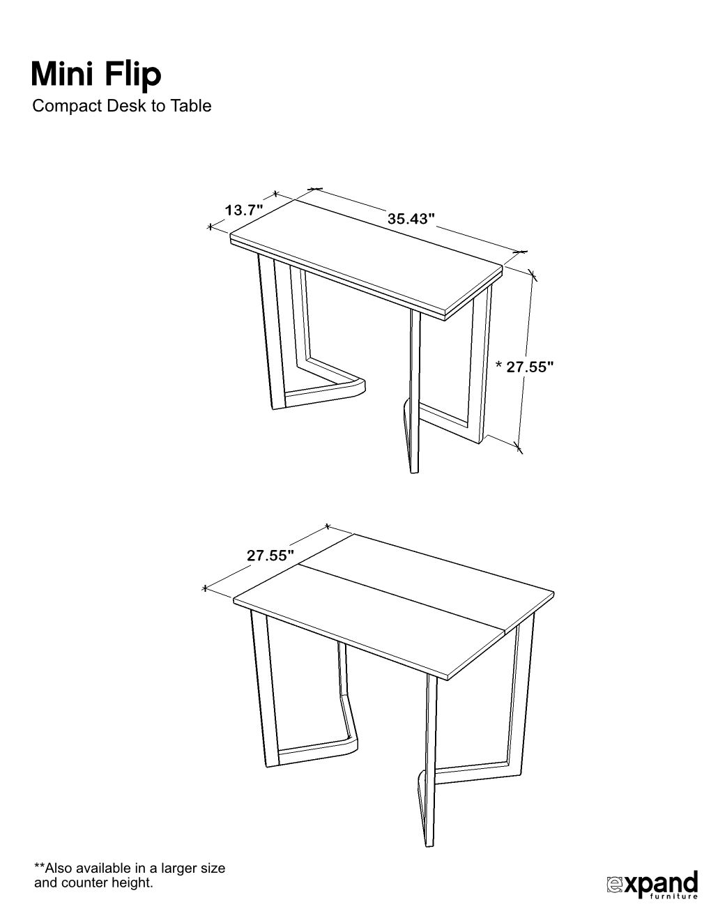 Mini Flip Desk to Table