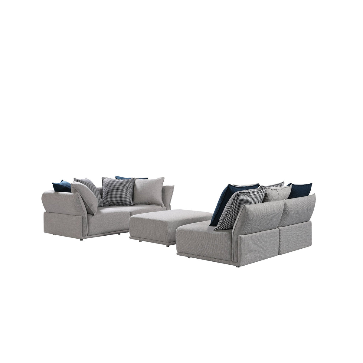 Grey Modular Corner Sofa, 5 Pieces with Cushions