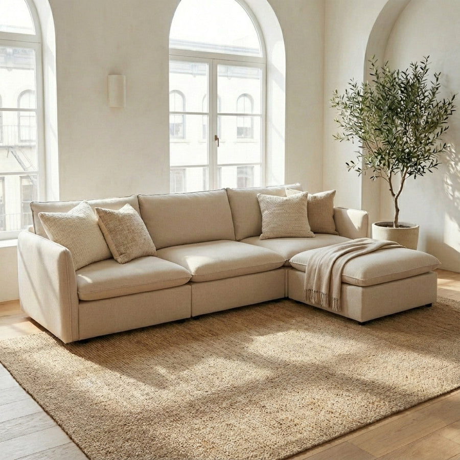 Modular Corner Sofa, 3 Seats and Ottoman