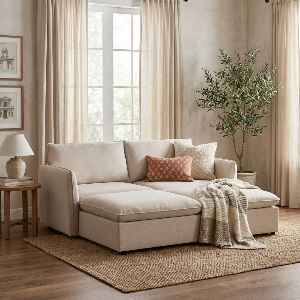 Modular Corner Sofa, 3 Seats and Ottoman