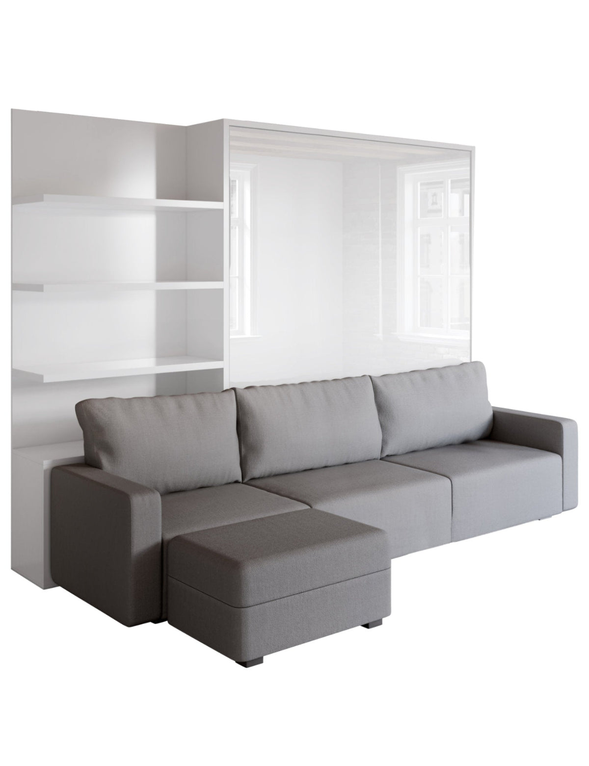 Sofa Wall Bed with Corner Sofa and Shelving, UK Super King Size