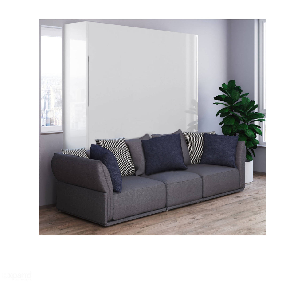 Grey Modular Sofa Wall Bed, UK Super King Size