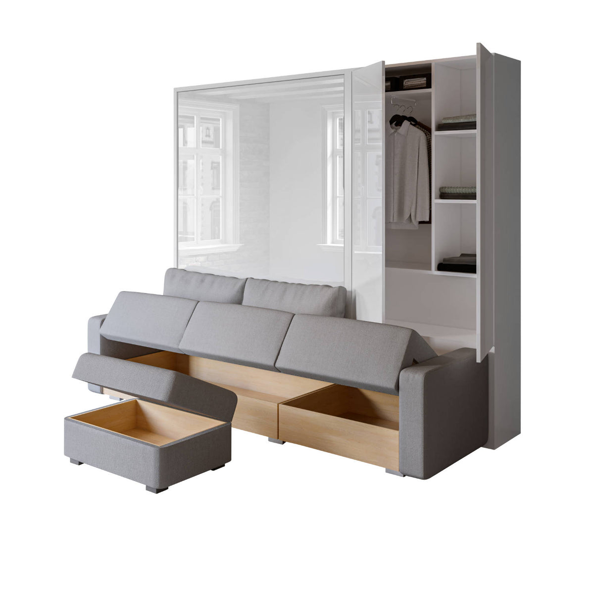 Sofa Wall Bed with Chaise Corner Sofa, UK King Size