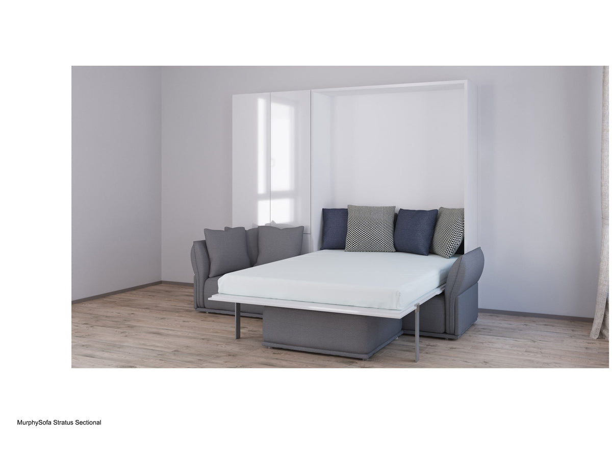 Sofa Wall Bed with Grey Corner Sofa and Wardrobe, UK King Size