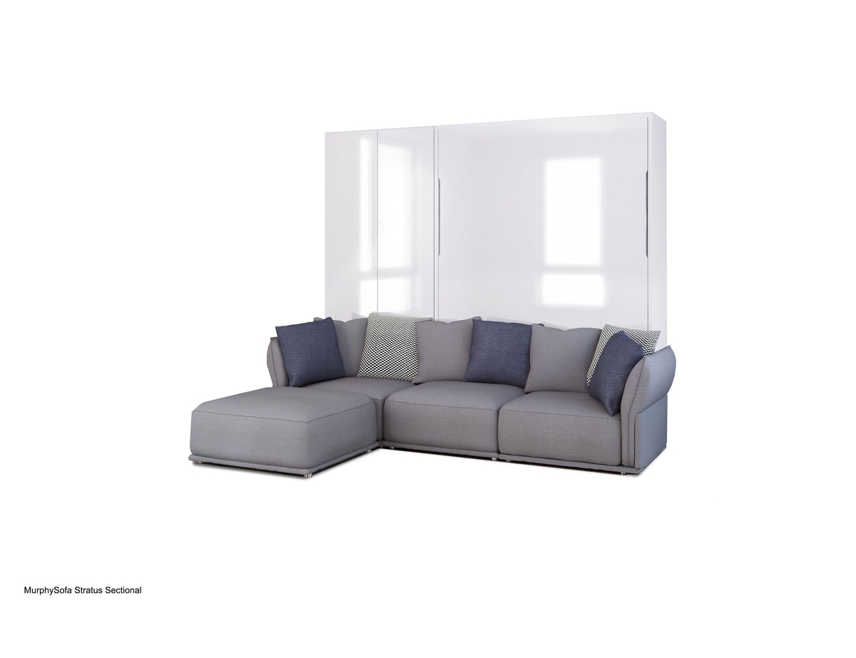 Sofa Wall Bed with Grey Corner Sofa and Wardrobe, UK King Size