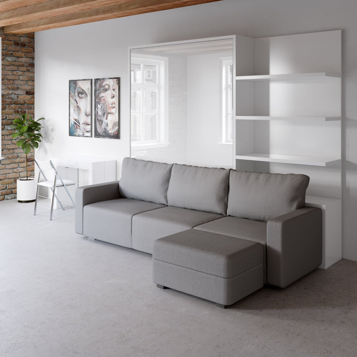 Sofa Wall Bed with Chaise Corner Sofa, UK King Size