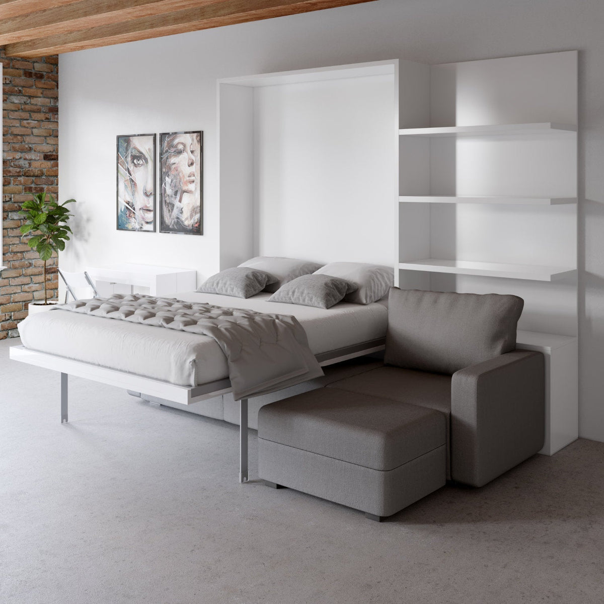 Sofa Wall Bed with Chaise Corner Sofa, UK King Size