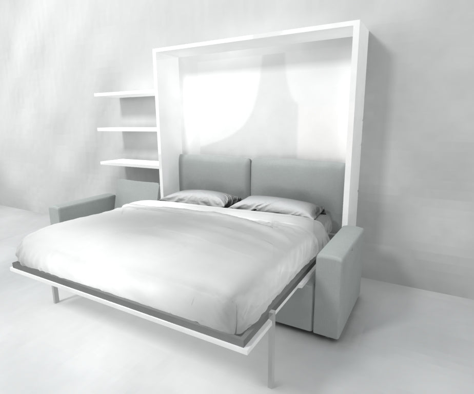 Sofa Wall Bed with Corner Sofa and Shelving, UK Super King Size