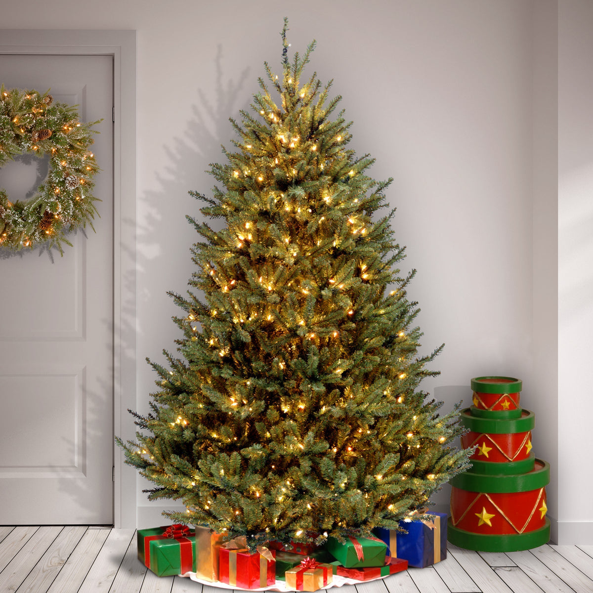 7.5ft Pre Lit Natural Fraser Fir Christmas Tree, 1,000 Clear Lights