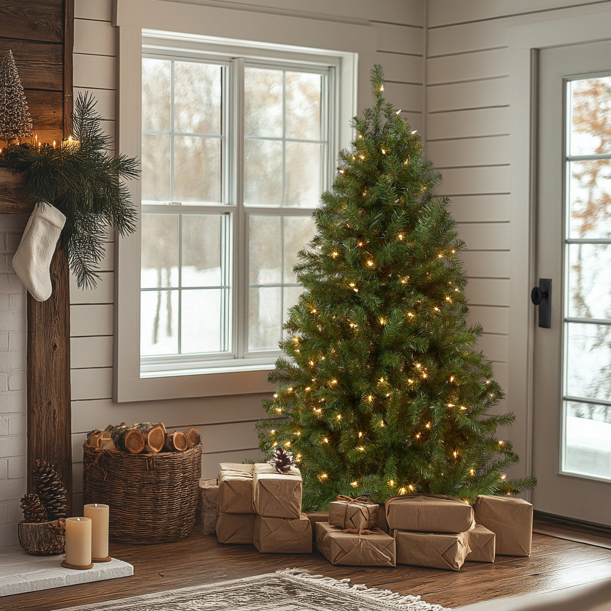 5ft Pre Lit Spruce Christmas Tree, 300 Clear Lights