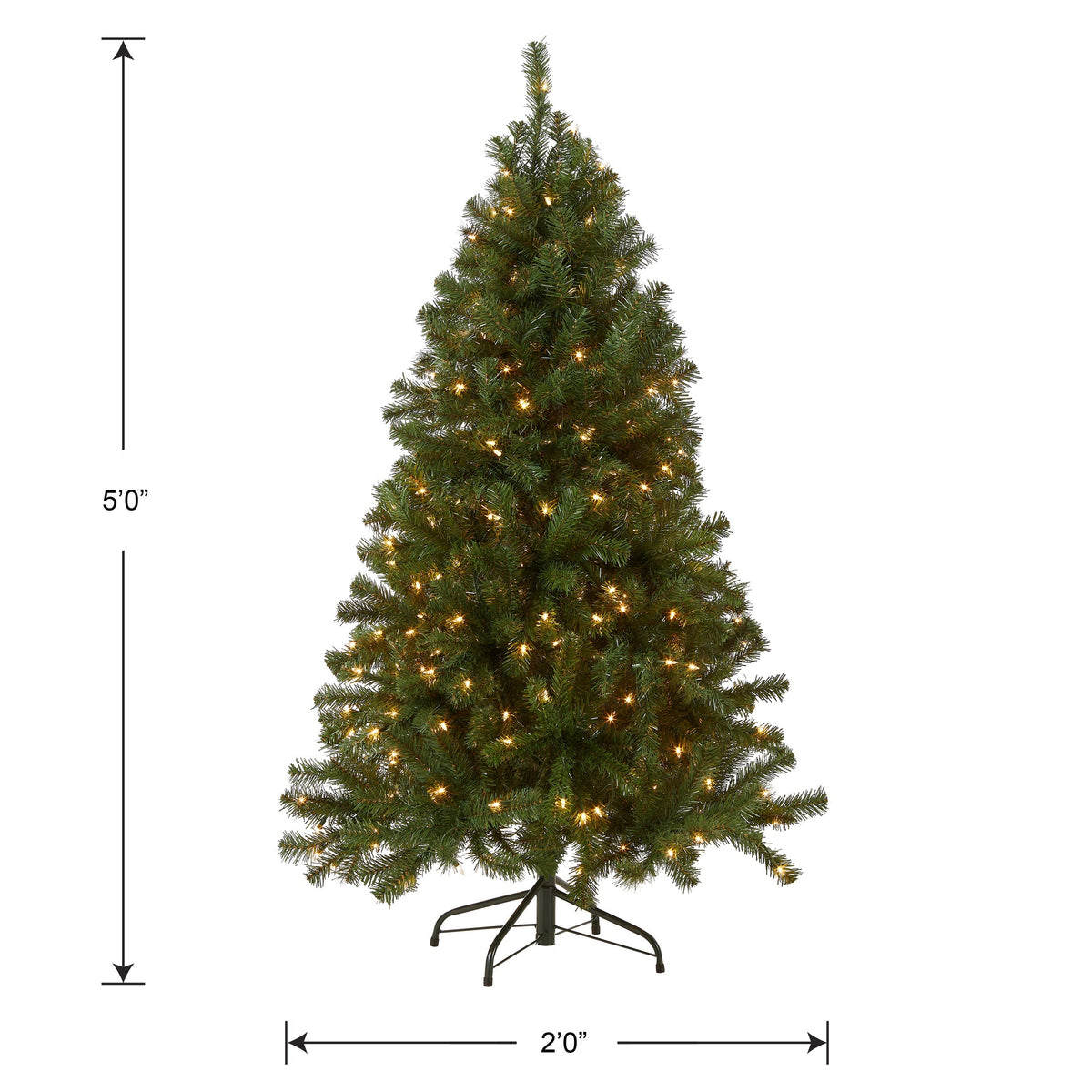 5ft Pre Lit Spruce Christmas Tree, 300 Clear Lights
