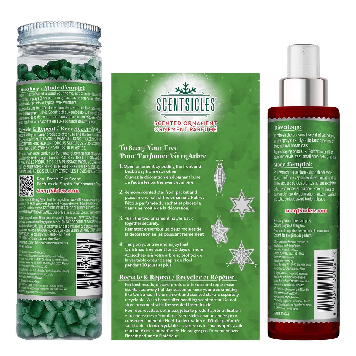 Christmas Tree Scent Gift Set, White Winter Fir, 3 Piece