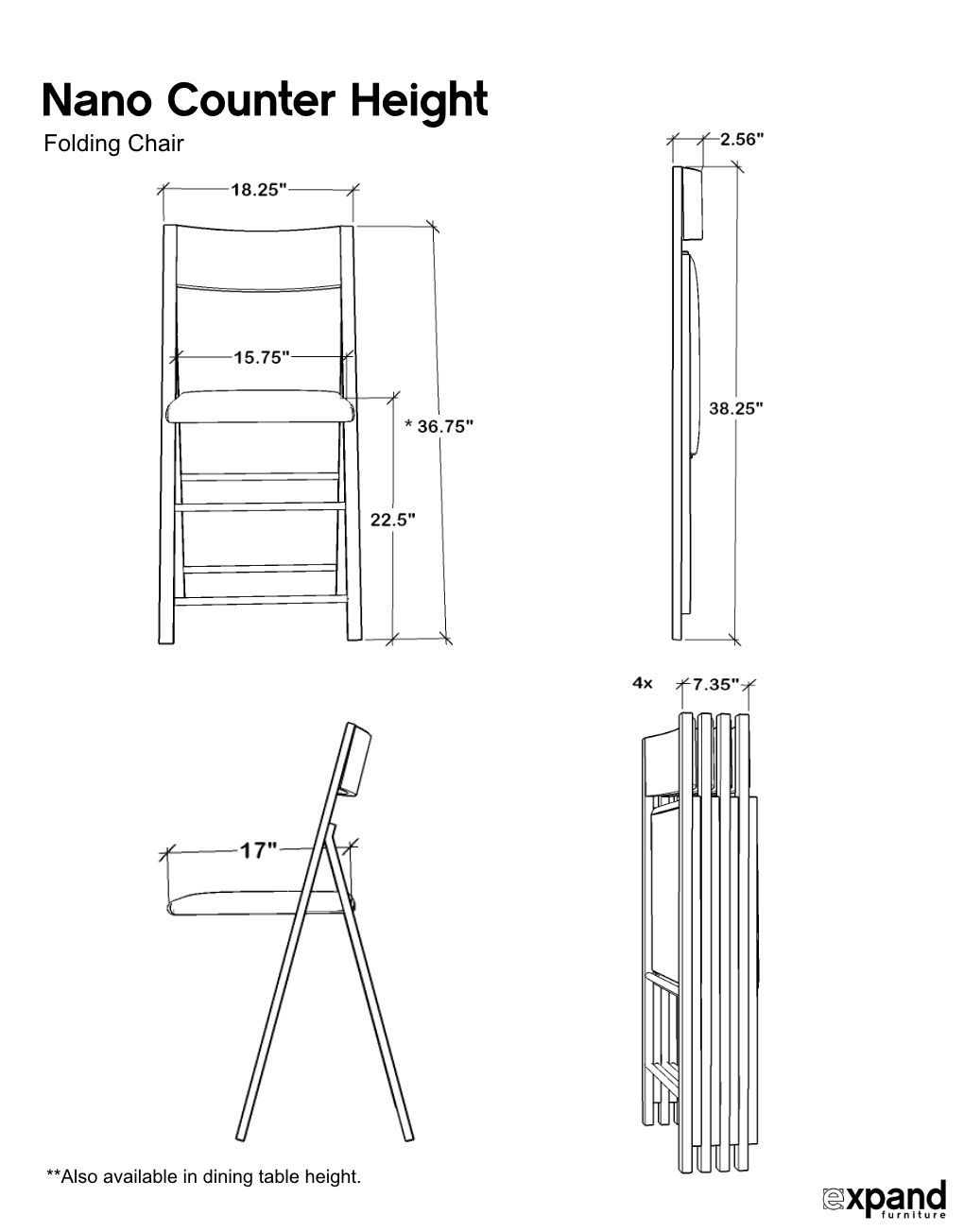 Bar Height Folding Chairs, Set of 4
