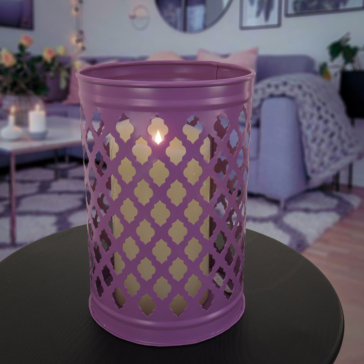 Dusty Lavender Modern Candle Lantern, 30 cm