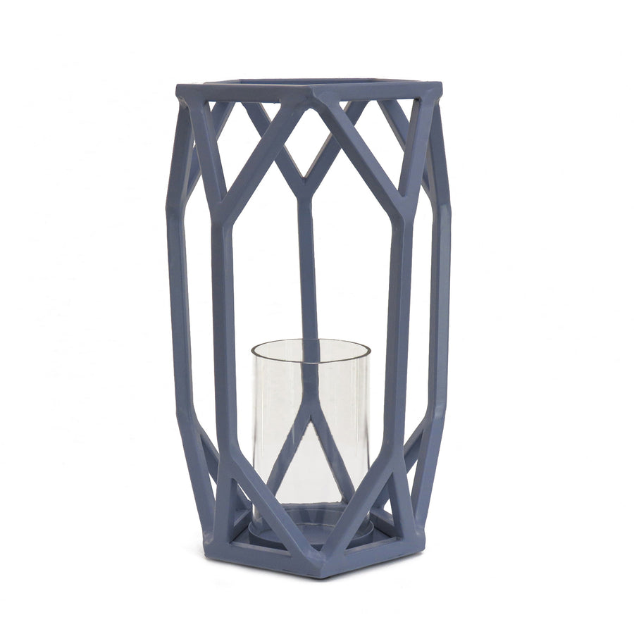 Dusty Blue Modern Candle Lantern, 28 cm