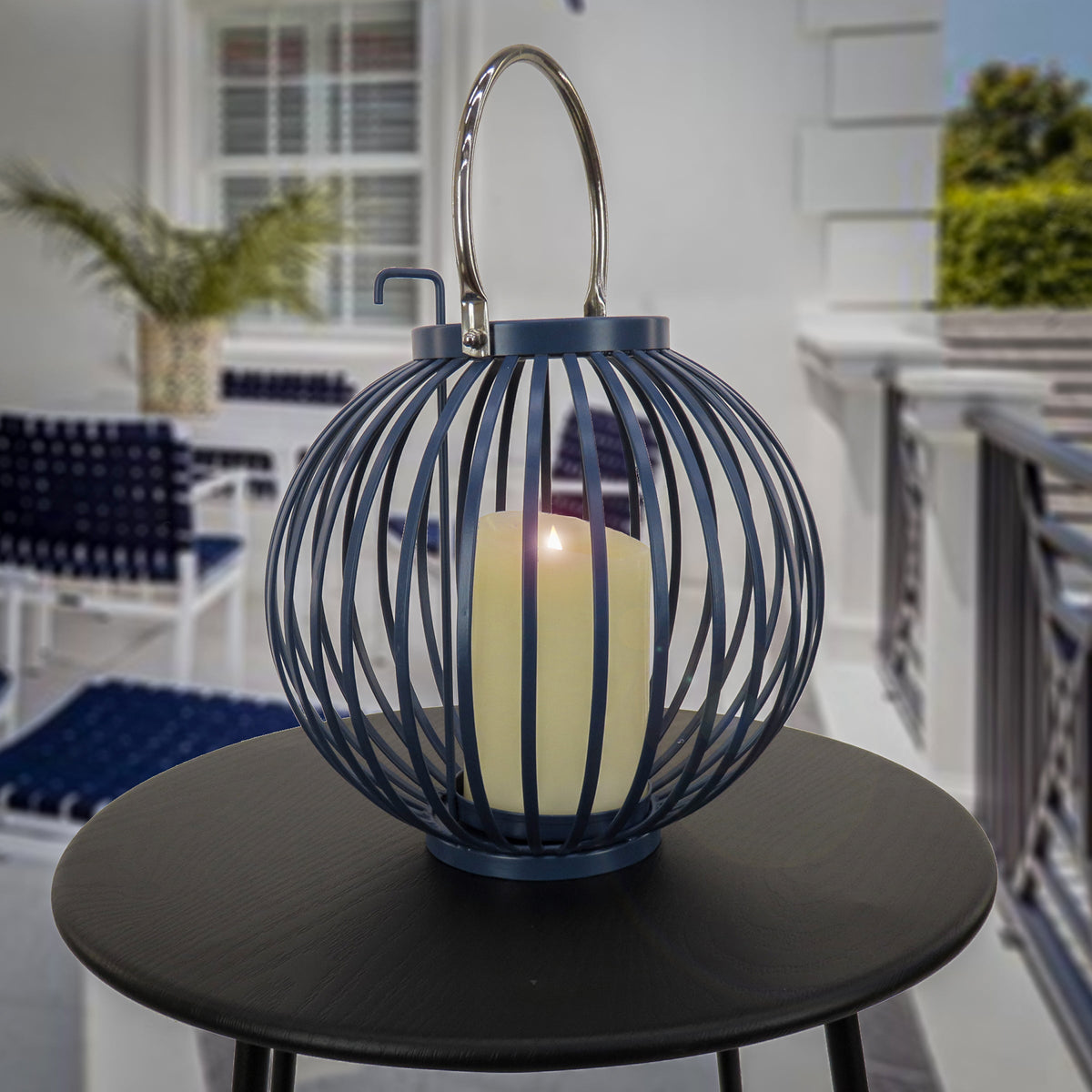 Dark Blue Modern Candle Lantern, 28 cm